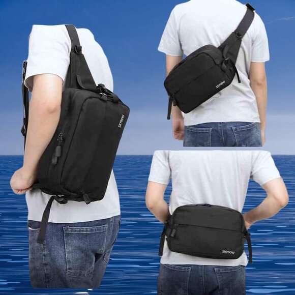Stylish Waterproof Hip Bag: Large Fanny Pack for Traveling and Hiking, Black - Picture 6 of 6